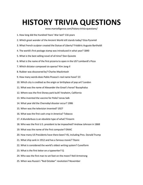 Get Answers To History Questions Doc