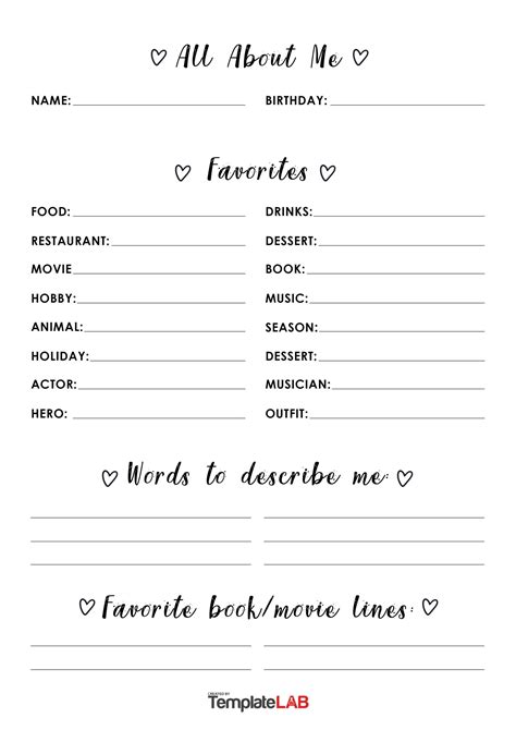 Get To Know Me Templates