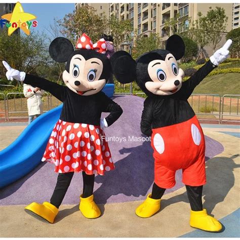 Get Your Hot Adult Suit Size Mickey Mouse and Minnie Mouse Mascot Costume Today!