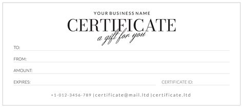 Gift Certificate Template Business