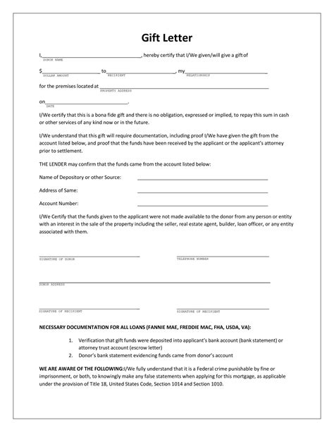 Gifting Letter Template