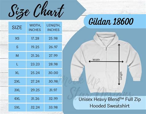 Gildan 18600 Size Chart