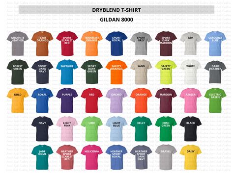 Gildan Dry Blend Color Chart