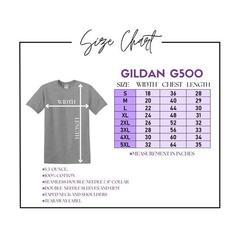 Gildan G500 Size Chart