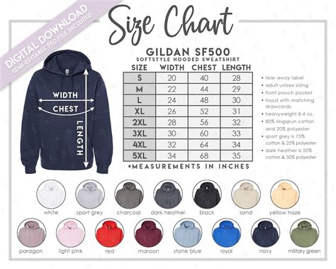 Gildan Sf500 Size Chart