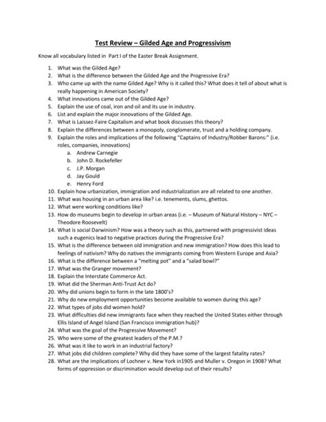 Gilded Age Unit Test Questions And Answers Reader