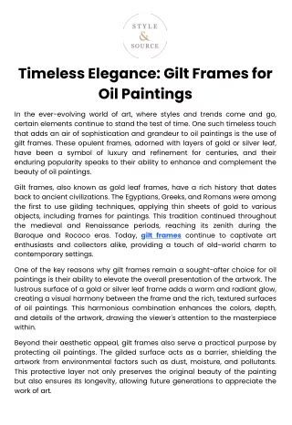 Gilt Frames: Timeless Elegance and Architectural Accents