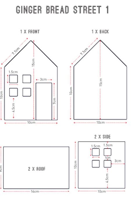 Gingerbread House Measurements Template