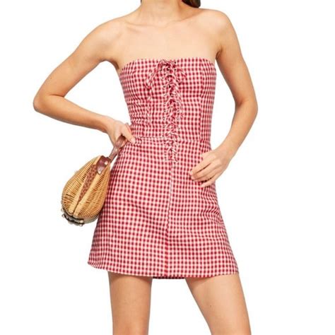 Gingham Strapless Dress: