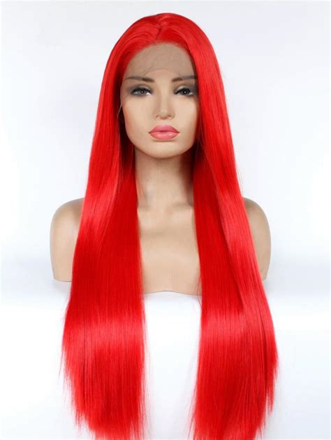 Girl's Red Straight Lace Front Synthetic Wigs