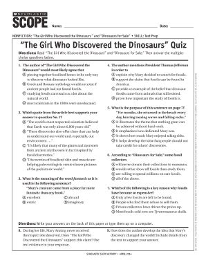 Girl Who Discovered Dinosaurs Quiz Answers Epub