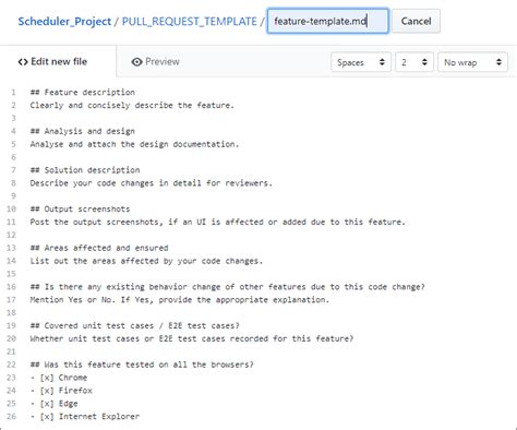 Github Pull Request Template Example