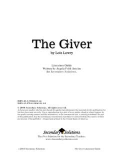 Giver Literature Guide 2008 Secondary Solutions Reader