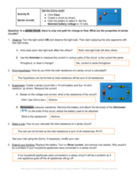 Gizmo Answer Key Circuits Reader