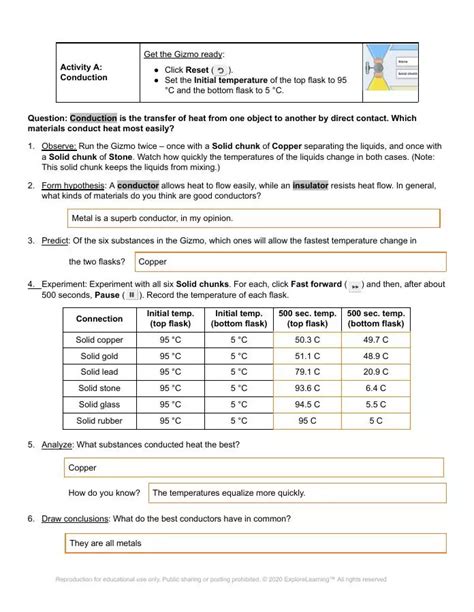 Gizmo Answer Key For Conduction And Convection Reader