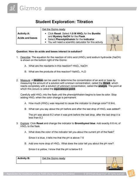 Gizmo Answers Titration Reader