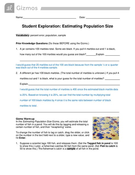 Gizmo Estimating Population Size Answer Key Epub