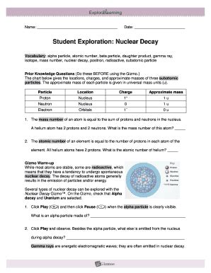 Gizmo Explore Learning Answers Keys Nuclear Decay Epub