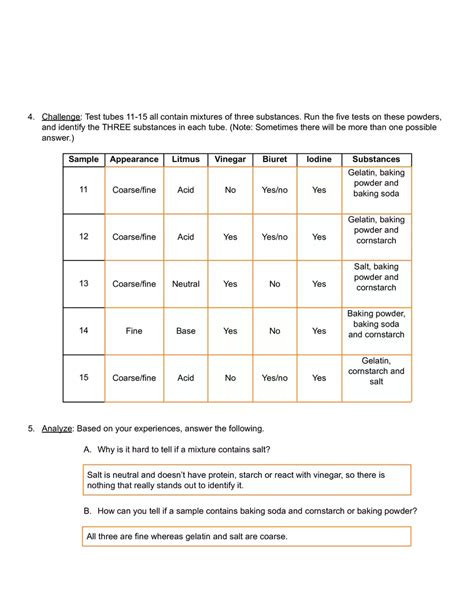 Gizmo Mystery Powder Answer Key PDF
