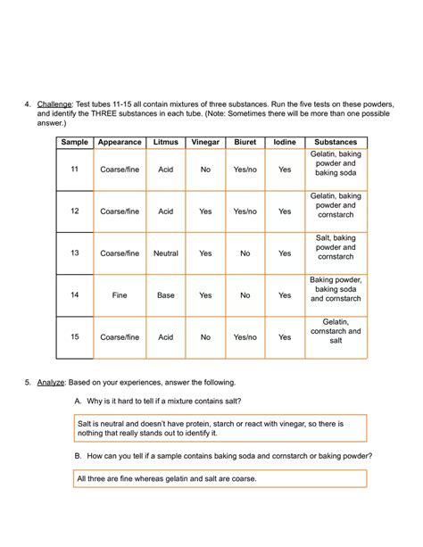 Gizmo Mystery Powder Answer Key PDF