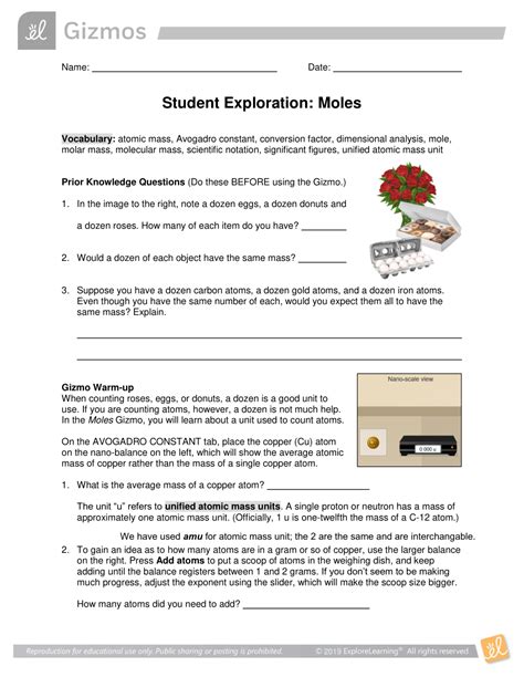 Gizmos Answer Sheet PDF