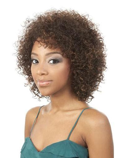 Glamorous Brown Curly Chin Length African American Wigs