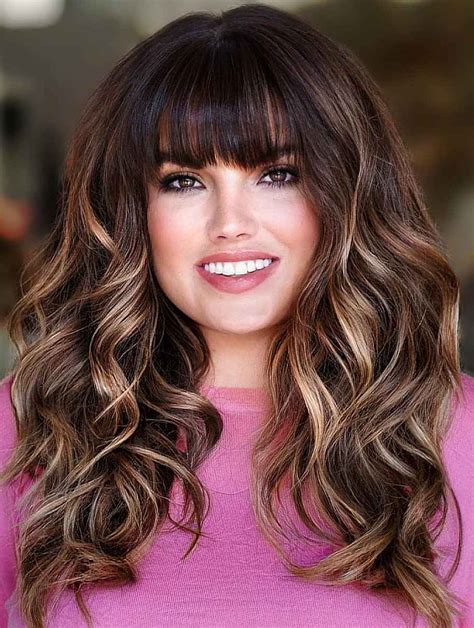 Glamorous Upgrade: Long Wig Lace Front Wavy Wigs With Bangs Synthetic Wigs