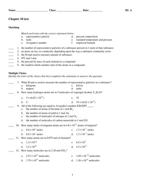 Glencoe Chemistry Chapter 10 Assessment Answers Doc