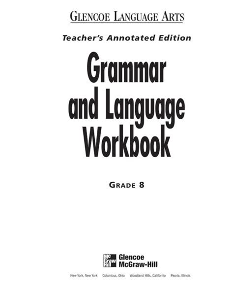Glencoe Literature 1 - Teachers Edition: Grammar And Language Workbook Ebook PDF
