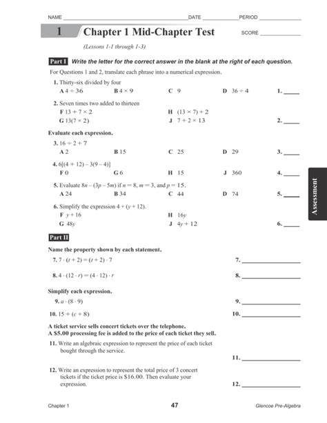 Glencoe Pre Algebra Answer Key Chapter 6 PDF