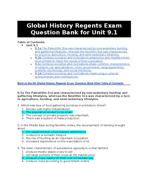 Global History Regents June 2012 Answer Key PDF