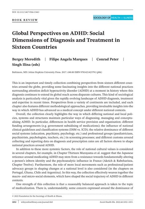 Global Perspectives on ADHD Social Dimensions of Diagnosis and Treatment in Sixteen Countries Doc