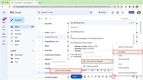 Gmail Save Email Template
