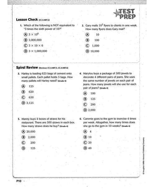 Go Math Answer Key 5th Grade Practice Reader