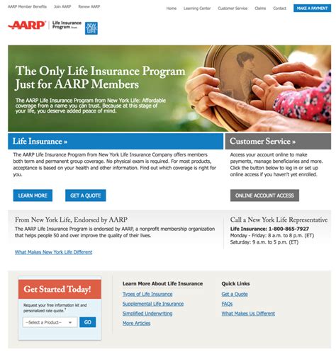 Go to the AARP life insurance website.