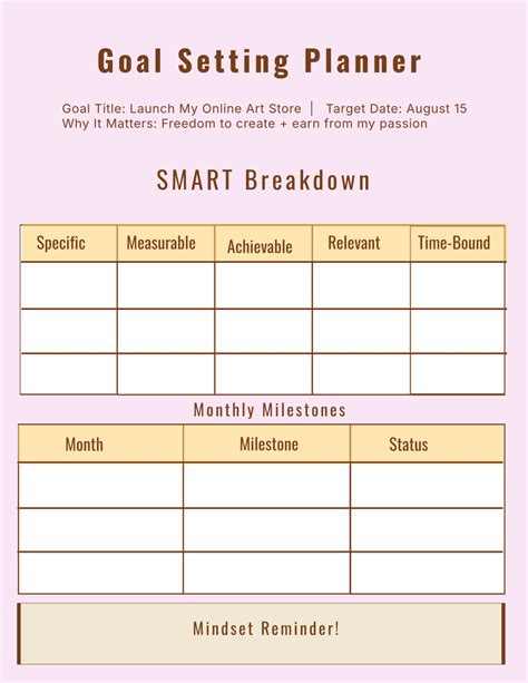 Goal Setting Planner Template