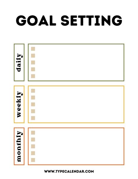 Goal Sheet Template