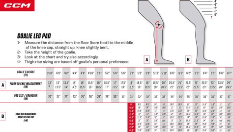 Goalie Pads Size Chart