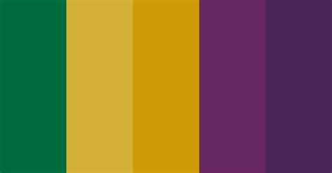 Gold, purple, and green