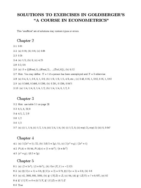 Goldberger Econometrics Solutions Epub