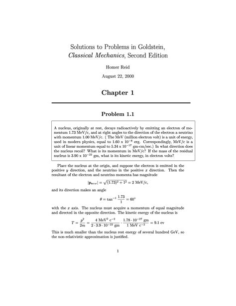 Goldstein Classical Mechanics Solution Manual Doc