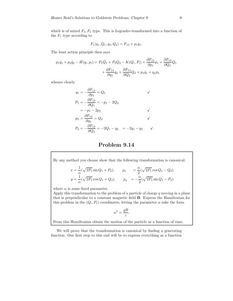 Goldstein Classical Mechanics Solutions Chapter 9 Doc