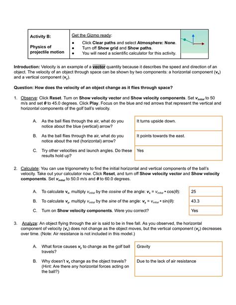 Golf Range Physics Answer Key Doc