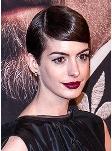 Good Brown Straight Cropped Anne Hathaway Wigs