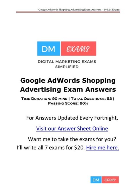 Google Adwords Test Answers 2014 Kindle Editon