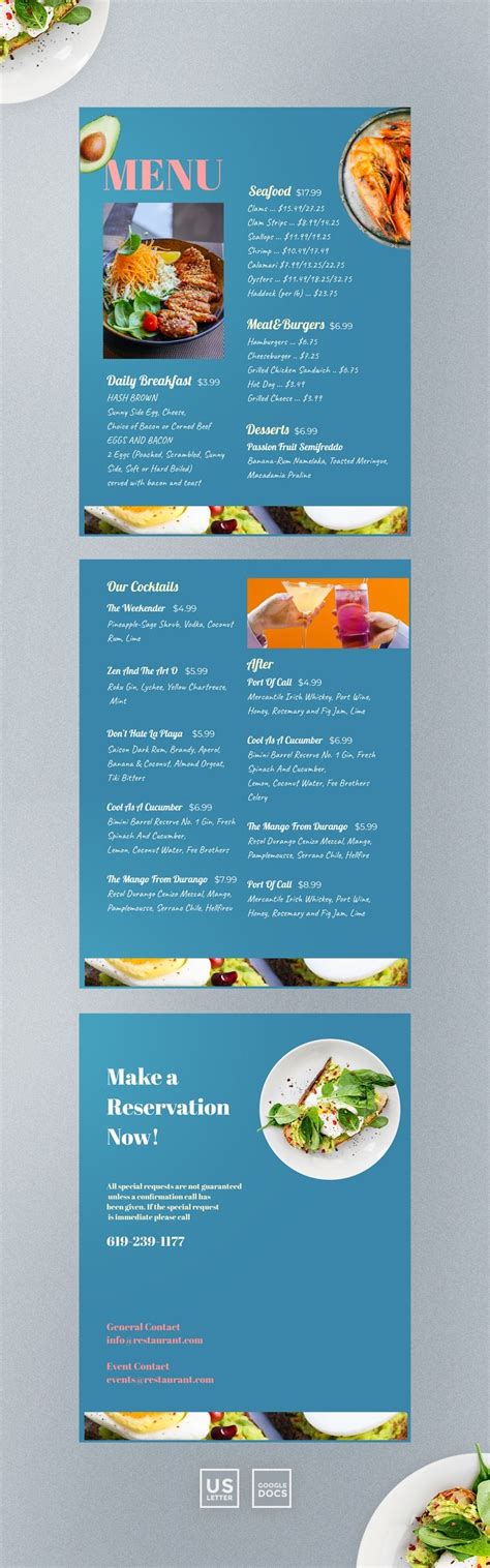 Google Doc Restaurant Menu Template