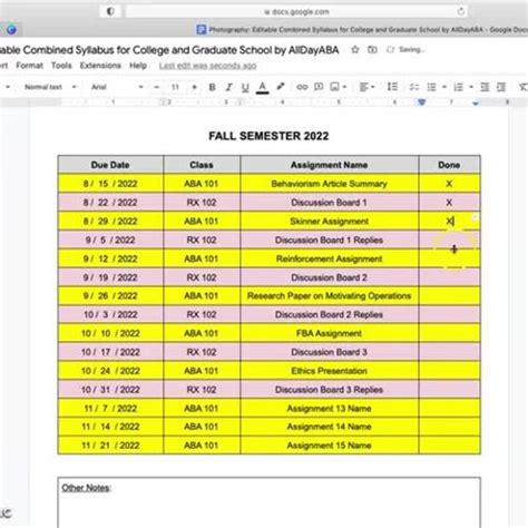Google Doc Syllabus Template