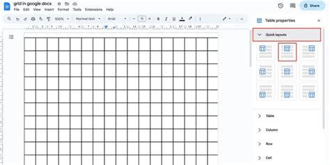 Google Docs Grid Template