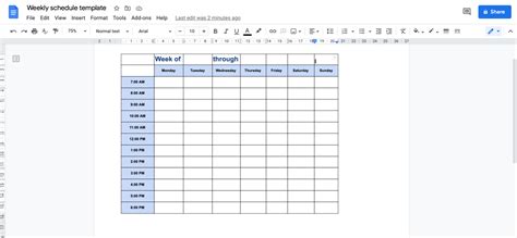 Google Docs Template Schedule