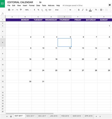 Google Drive Calendar Template